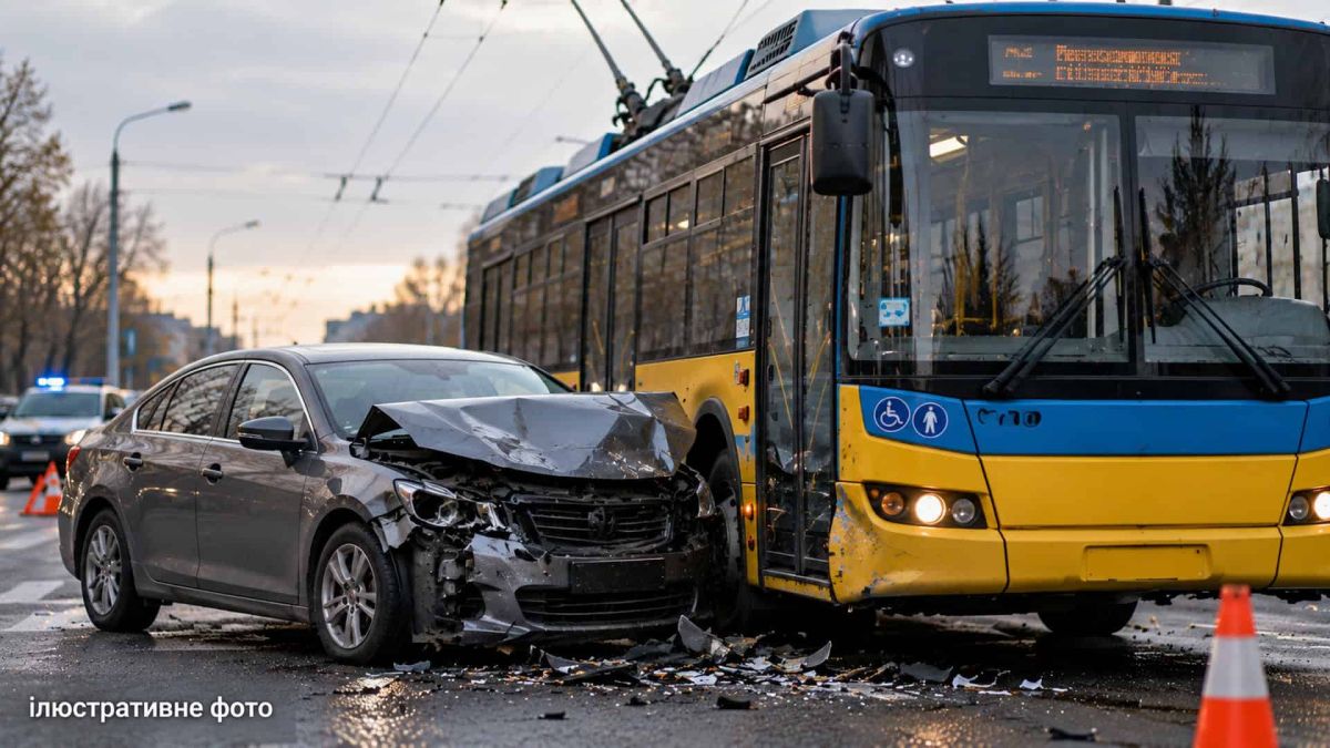 Троллейбус №11 задерживается на Демиевской площади из-за ДТП